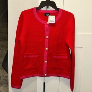 NWT Fate Red & Pink Pearl-Button Cardigan size M